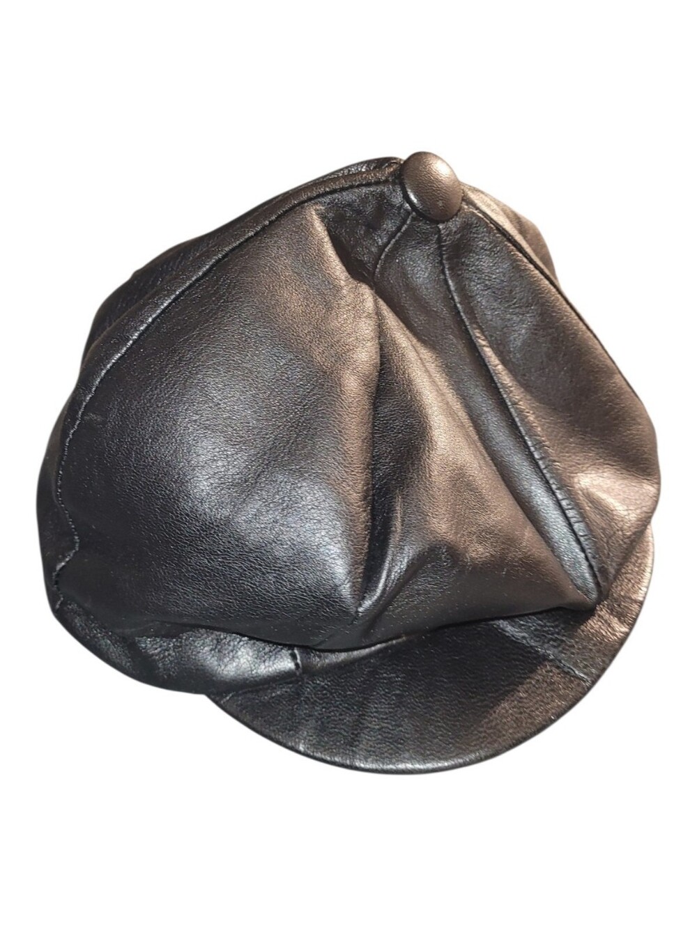 Vintage Capas black lambskin leather newsboy cap Large L